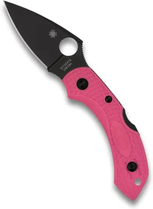 Spyderco Dragonfly 2 Lightweight EDC Folding Pocket Knife with 2.30" Black Steel Blade and Pink FRN Handle - Everyday Carry - PlainEdge - C28FPPNS30VBK2