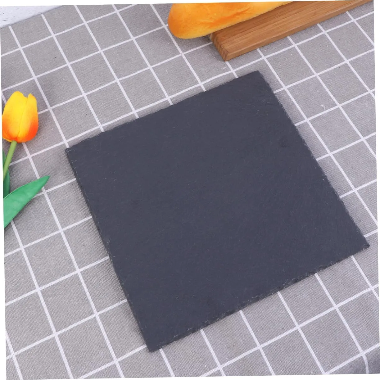 Square Stone Plate Western Food Natural Plate Fruit Tray for Cheese Pizza 15x15cm