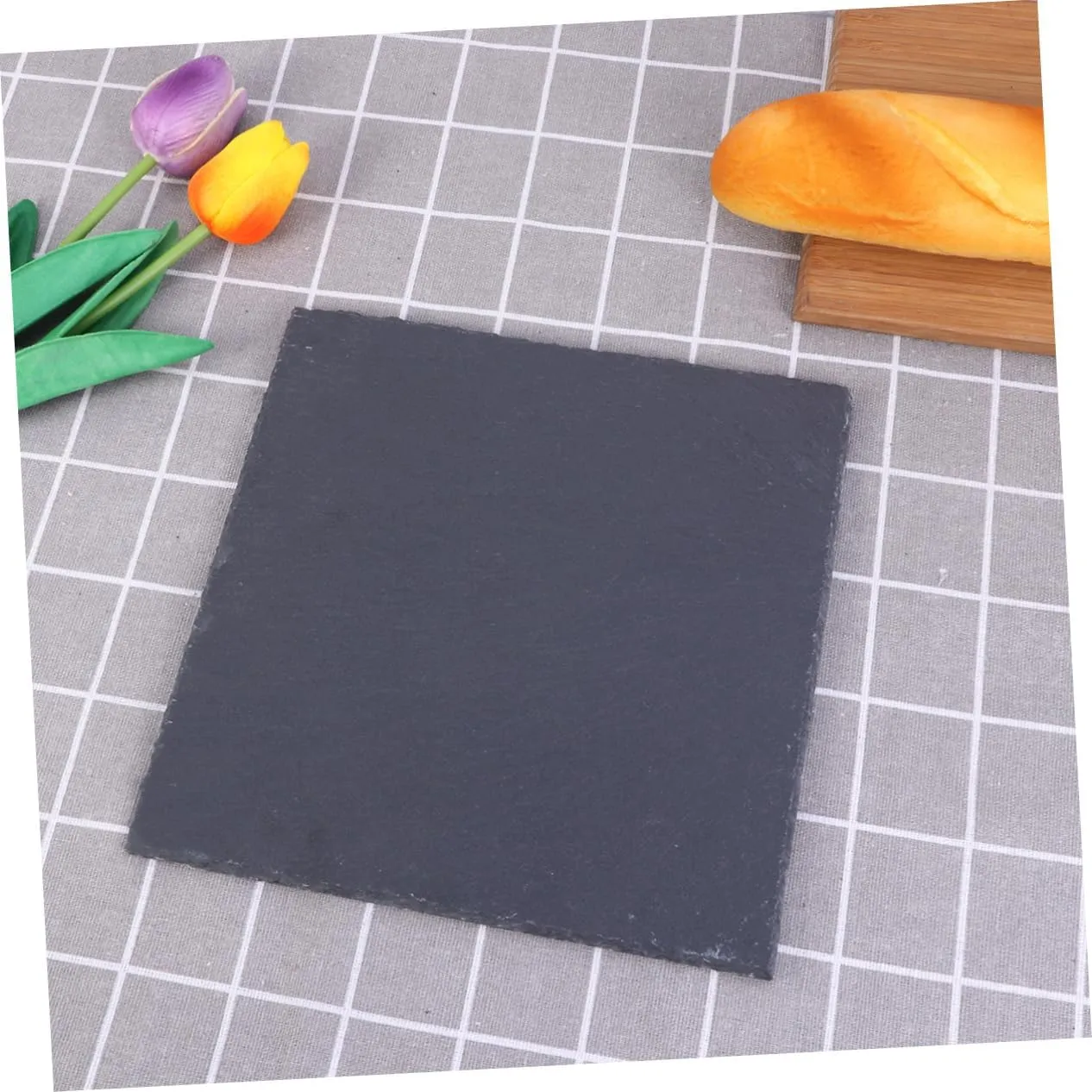 Square Stone Plate Western Food Natural Plate Fruit Tray for Cheese Pizza 15x15cm
