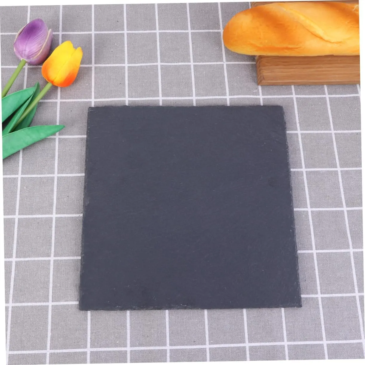 Square Stone Plate Western Food Natural Plate Fruit Tray for Cheese Pizza 15x15cm