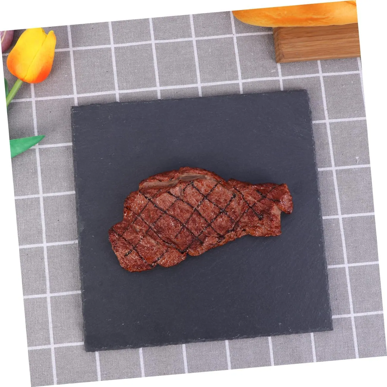 Square Stone Plate Western Food Natural Plate Fruit Tray for Cheese Pizza 15x15cm