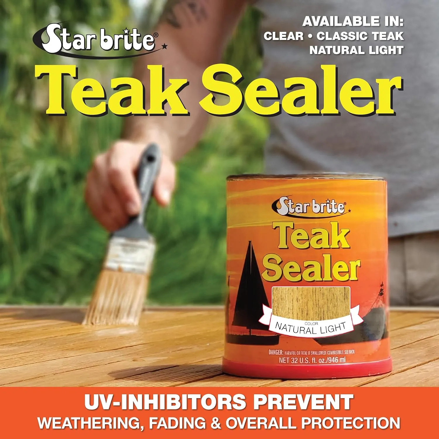 STAR BRITE Teak Sealer - No Drip, No Splash Formula - One-Coat, Durable Protection for All Fine Woods - Perfect for Outdoor Furniture & Marine Use - Natural Light 32 OZ (087932)