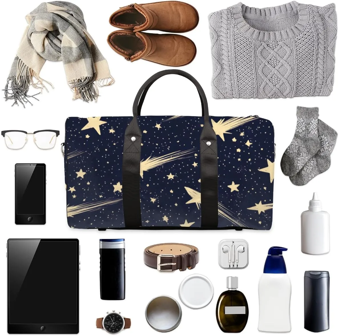 Starry Sky Travel Duffle Bag for Women Men Gym Duffel Foldable Bag Waterproof Weekender Meteor Universe Duffle Tote