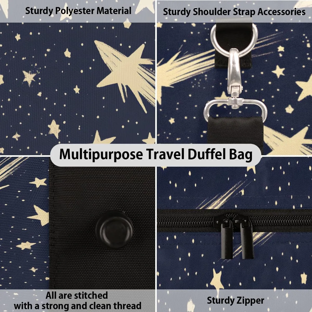 Starry Sky Travel Duffle Bag for Women Men Gym Duffel Foldable Bag Waterproof Weekender Meteor Universe Duffle Tote