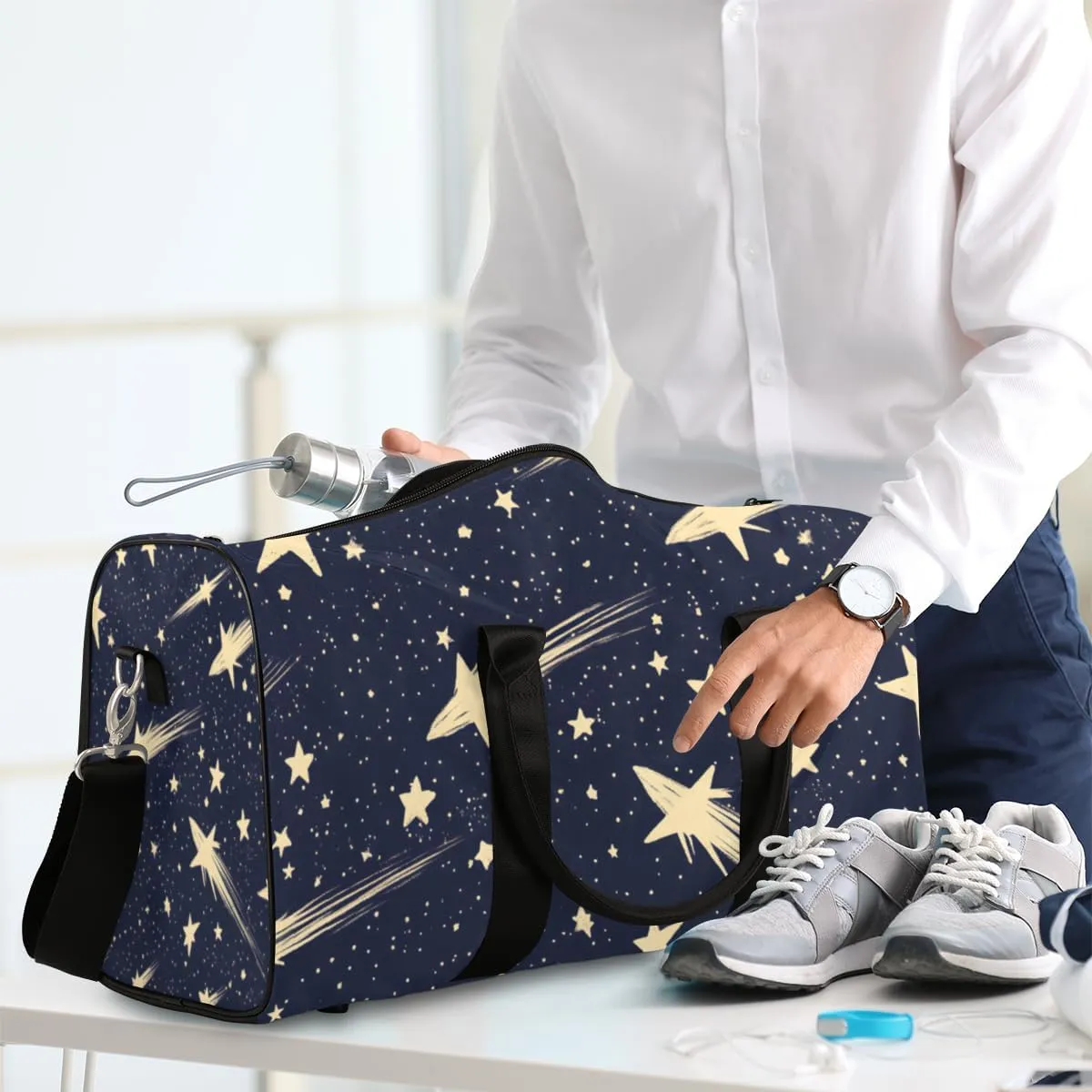 Starry Sky Travel Duffle Bag for Women Men Gym Duffel Foldable Bag Waterproof Weekender Meteor Universe Duffle Tote
