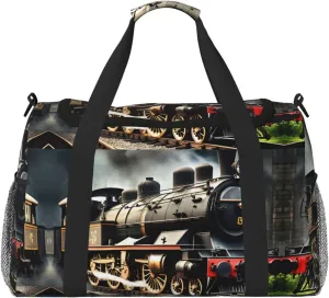 Steam Locomotive Train print Carry on Bag Underseat forTraveling Personal Item Bag Travel Duffel Bag Gym Bag for Women Men