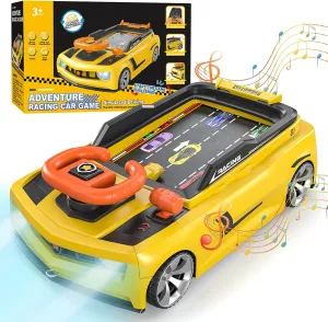 Steering Wheel Toys with Music and Light - Kids Simulation Adventure Driving Racing Car Game, Educational Musical Car Toys with Suction Cups for Boys Girls Birthday Xmas Gifts 3 4 5 6 Year Old