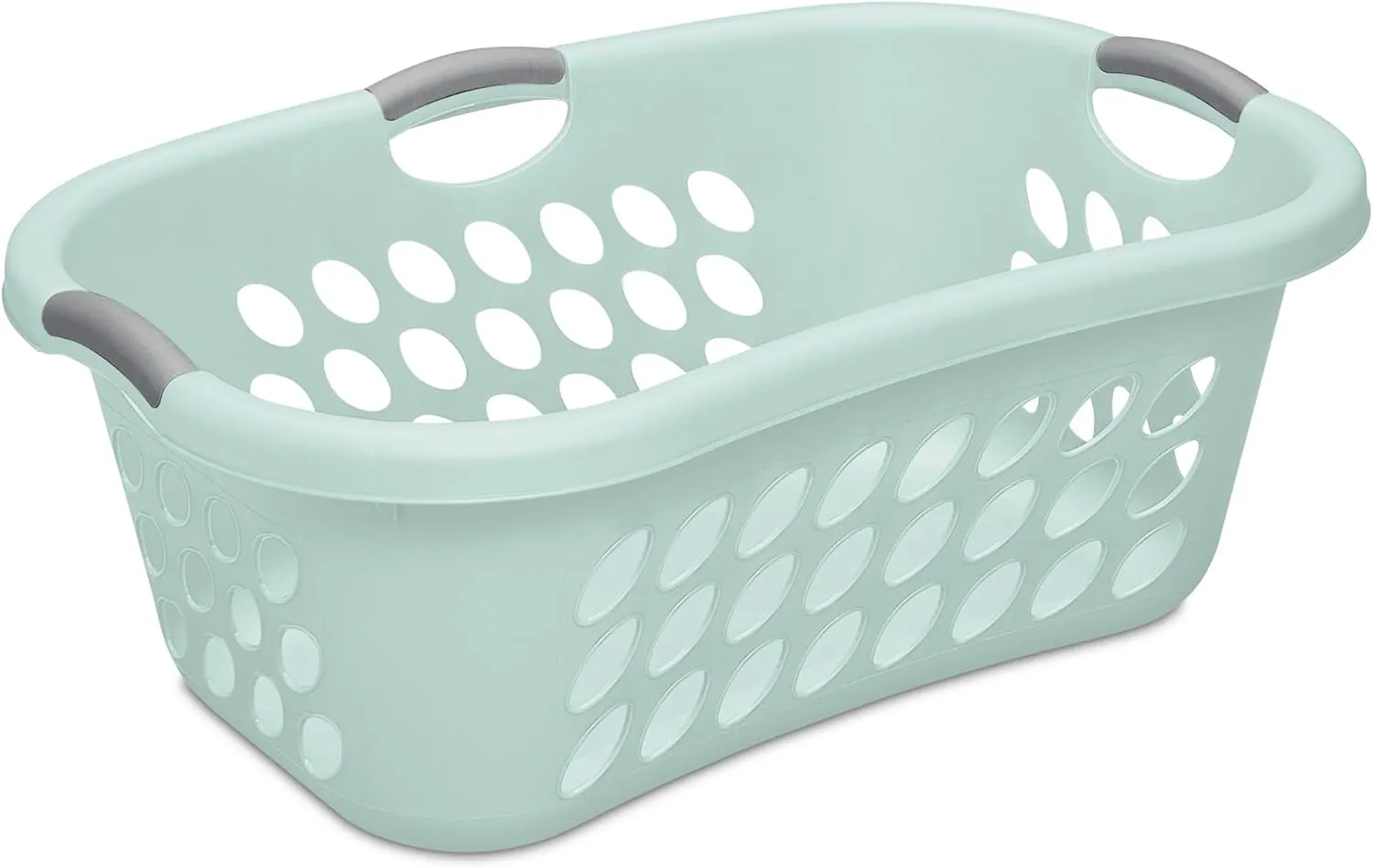 Sterilite 6 Pack Plastic Laundry Baskets, 1.25 Bushels Clothes Hamper with Contour Rim and Handles, Ultra HipHold, Mindful Mint