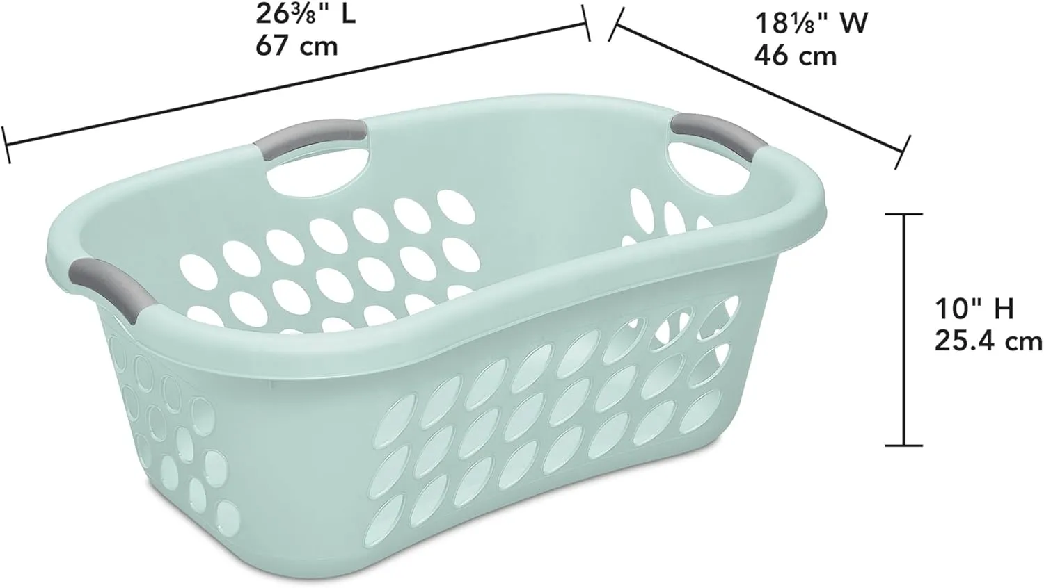 Sterilite 6 Pack Plastic Laundry Baskets, 1.25 Bushels Clothes Hamper with Contour Rim and Handles, Ultra HipHold, Mindful Mint