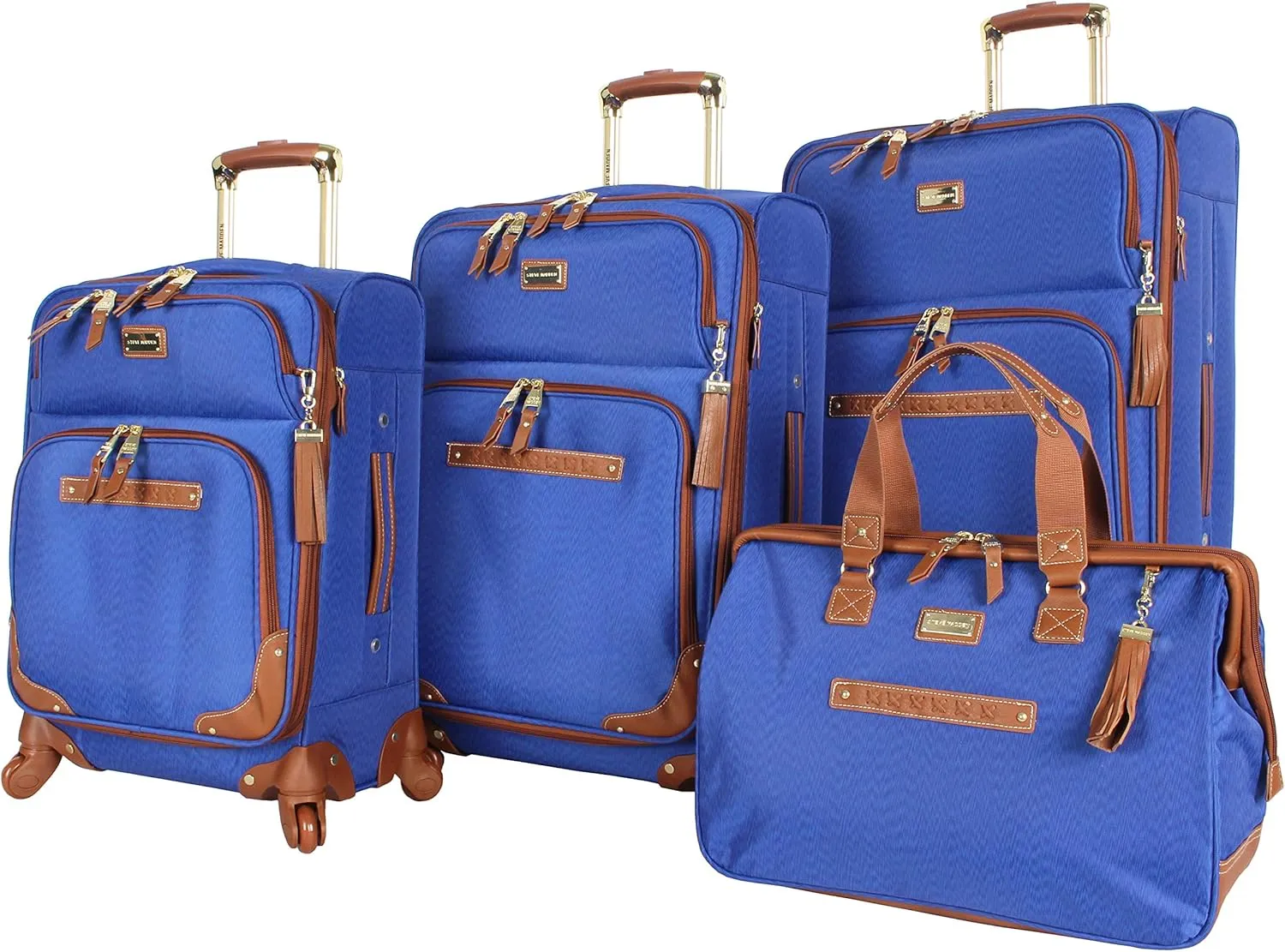 Steve Madden Designer-Gepckkollektion 4-teiliges Softside-Koffer-Set Reise-Set enthlt eine Tragetasche, 50,8 cm Handgepck, 61 cm und 71,1 cm Karierte Koffer