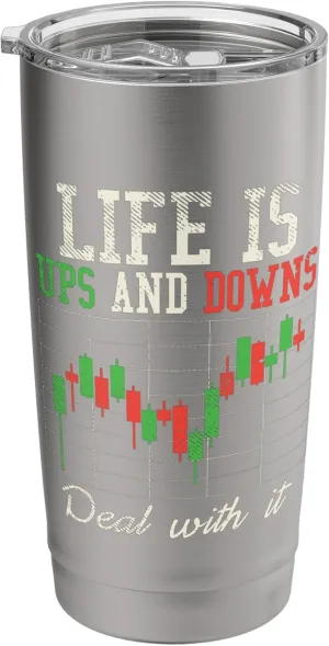 Stock Market Day-Trading Forex Saying Design Men Women Stainless Steel Insulated Tumbler