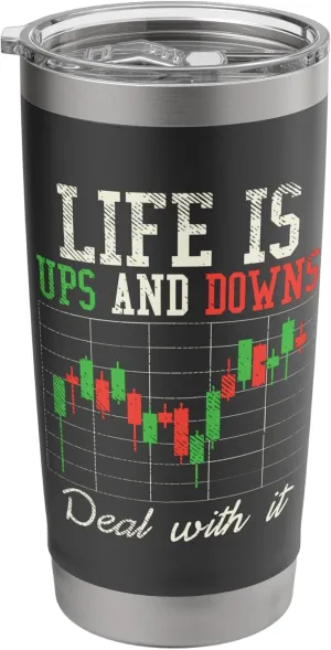 Stock Market Day-Trading Forex Saying Design Men Women Stainless Steel Insulated Tumbler