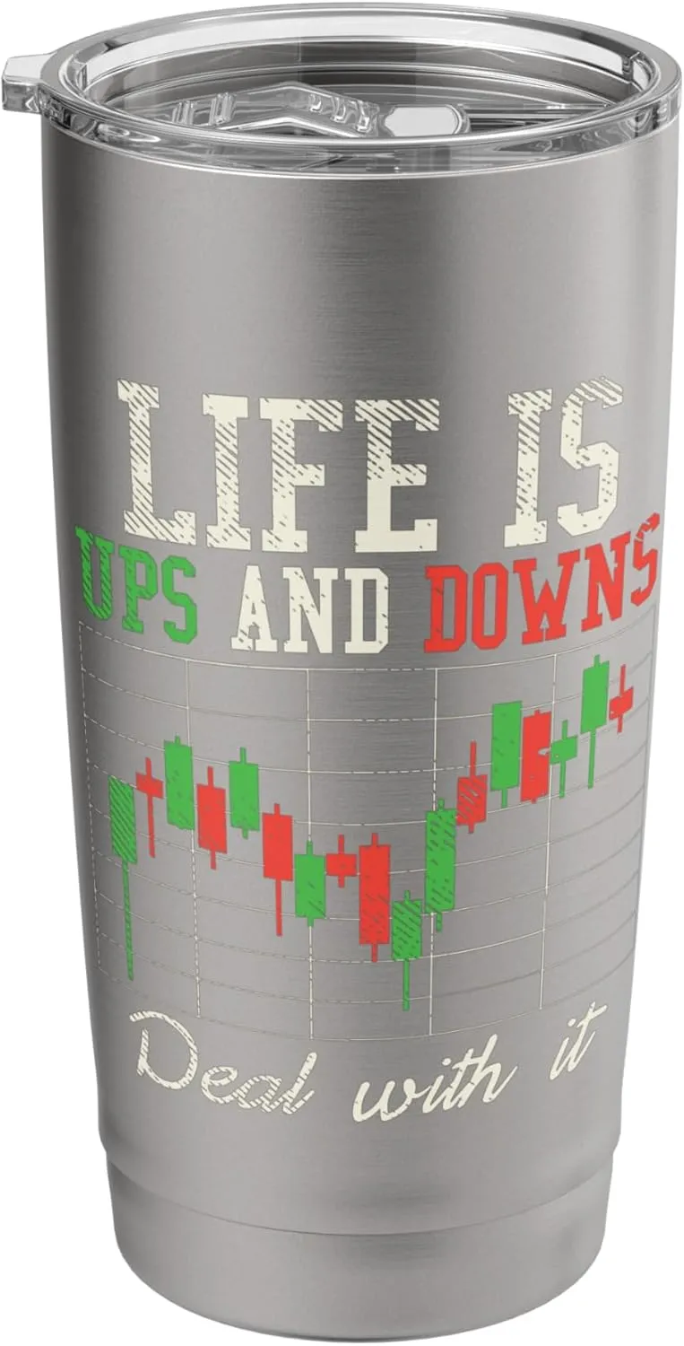 Stock Market Day-Trading Forex Saying Design Men Women Stainless Steel Insulated Tumbler