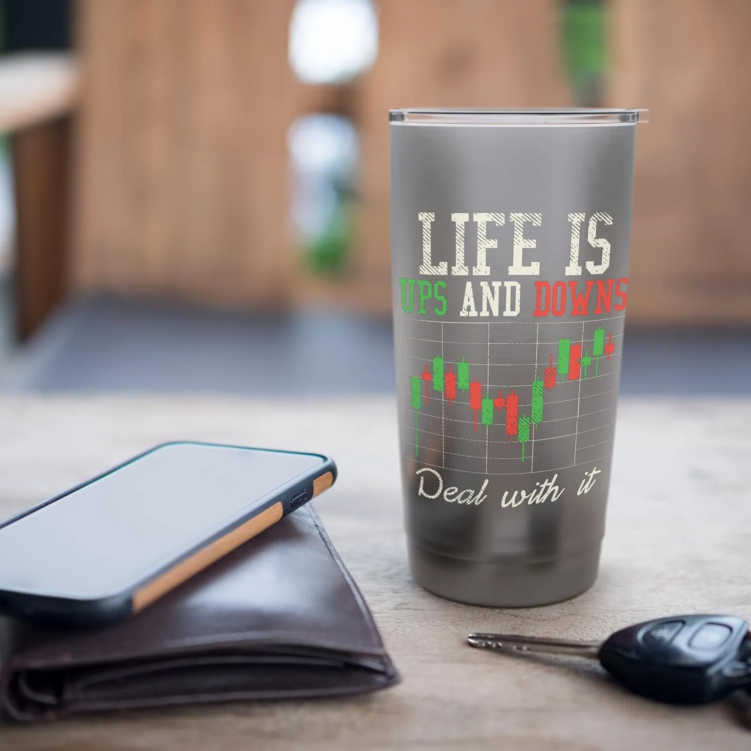 Stock Market Day-Trading Forex Saying Design Men Women Stainless Steel Insulated Tumbler