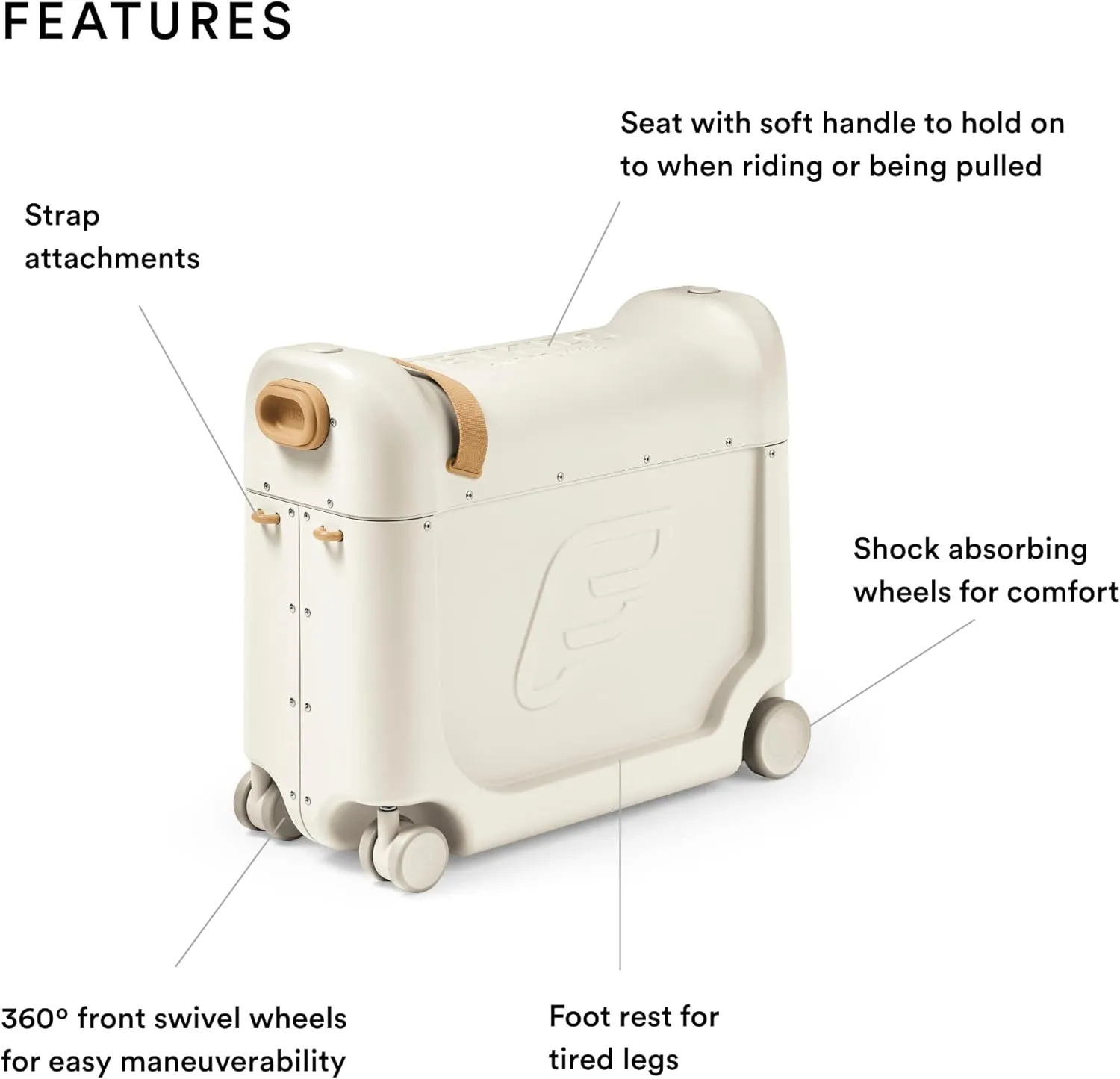 Stokke JetKids BedBox, Full Moon - Ride-On Suitcase for Kids 2-7 Years Old (up to 77 lbs) - Transforms Into Bed - Includes Mattress, Decorative Stickers & Adjustable Carrying Strap