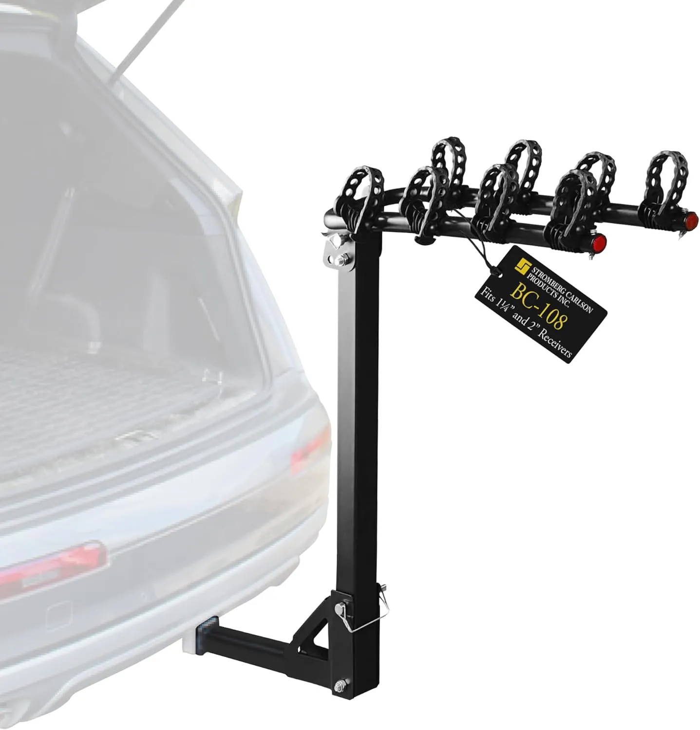 Stromberg Carlson BC-108 Bike Rack for Cars, Trucks and SUV's - 4-Bike Post Mount Carrier for Motorhomes, Travel Trailers and Fifth Wheels - Bike Rack Receiver for 1-1/4" 2" - 120 LB Weight Capacity