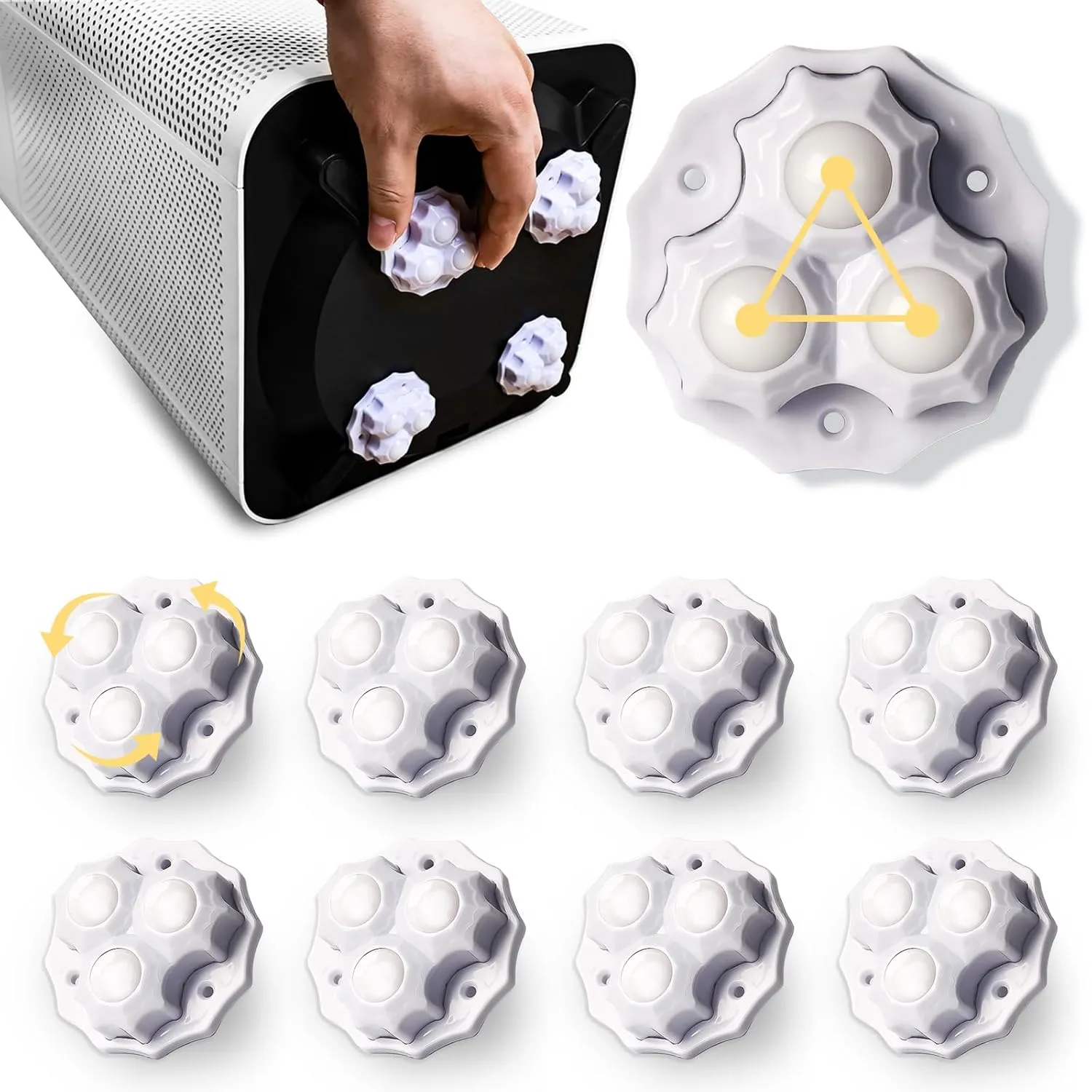 Strong Self Adhesive Large Caster Wheels, Appliance 360° Free Rotation Swivel Wheels 8 Pcs, Coffee Maker Furniture Sliders for Hardwood Floors Kitchen Appliances Wheels