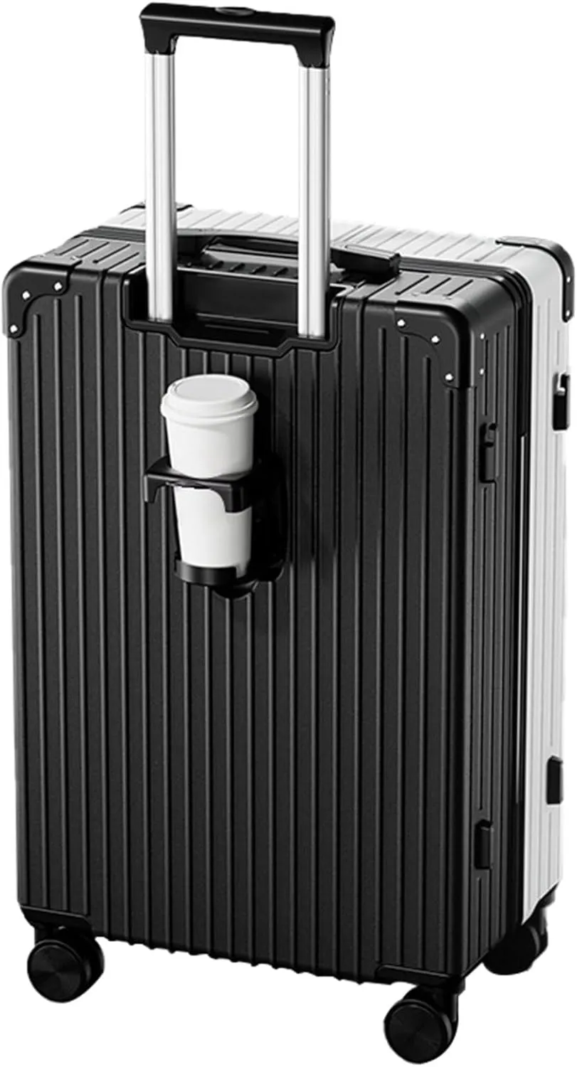 Stylish Textured Line Suitcase, High Volume Swivel Universal Wheel Trolley Case, Resistant To Drops And Pressure, Storage Box (Color : 20 Rack, Size : Black White)