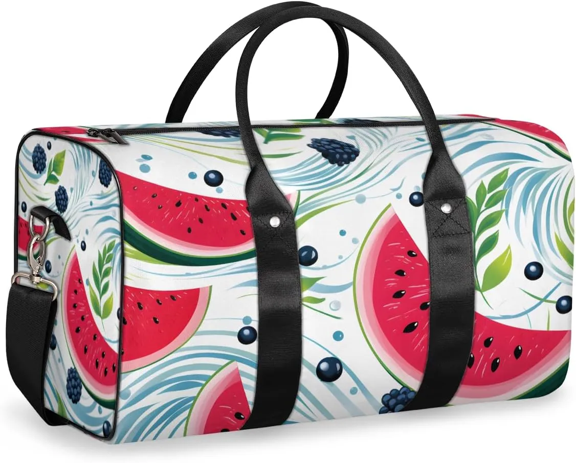 Summer Watermelon Travel Duffle Bag for Women Men Gym Duffel Foldable Bag Waterproof Weekender Fruits Duffle Tote
