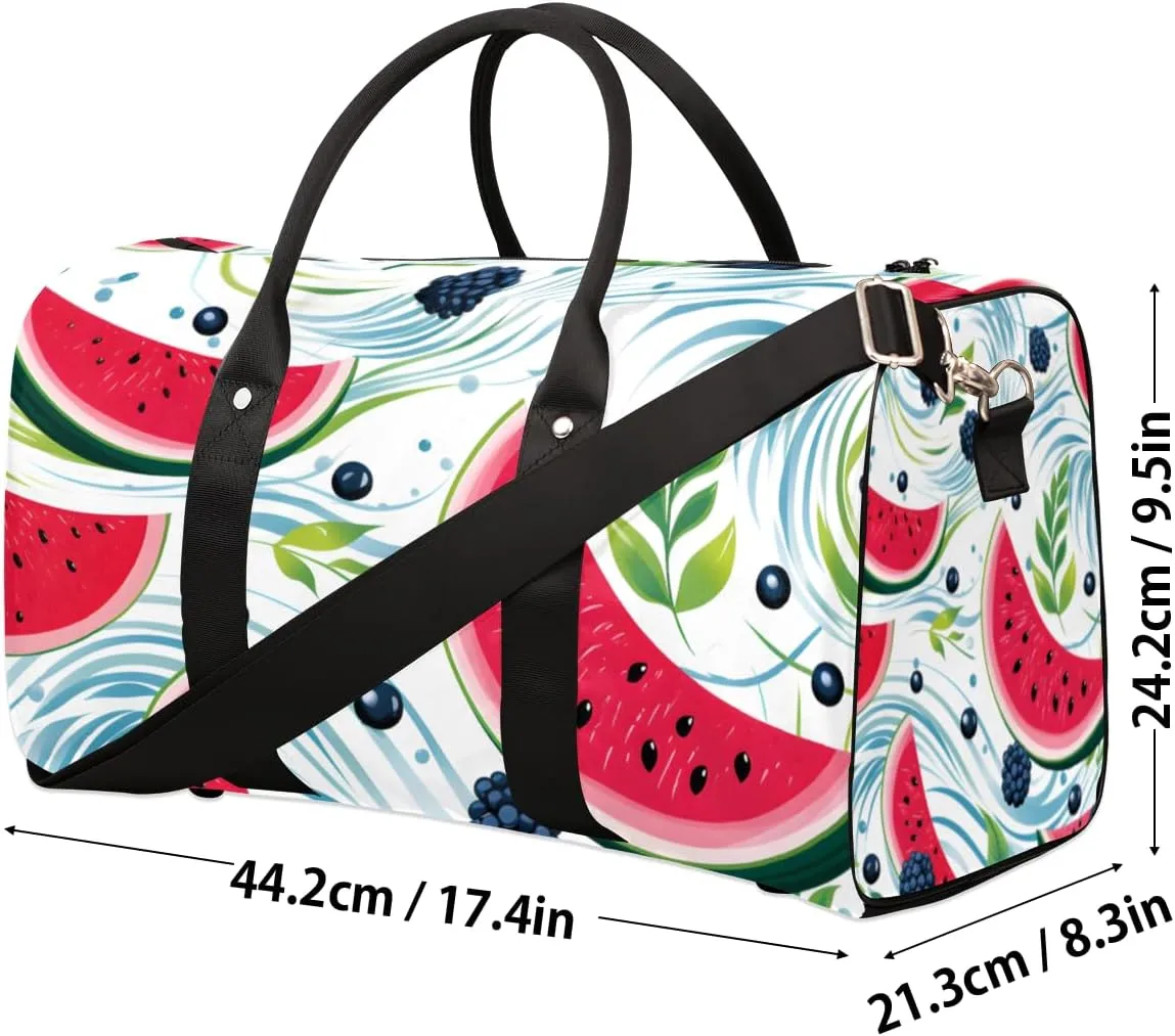 Summer Watermelon Travel Duffle Bag for Women Men Gym Duffel Foldable Bag Waterproof Weekender Fruits Duffle Tote