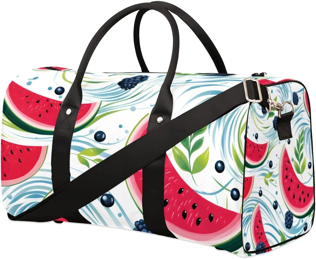 Summer Watermelon Travel Duffle Bag for Women Men Gym Duffel Foldable Bag Waterproof Weekender Fruits Duffle Tote