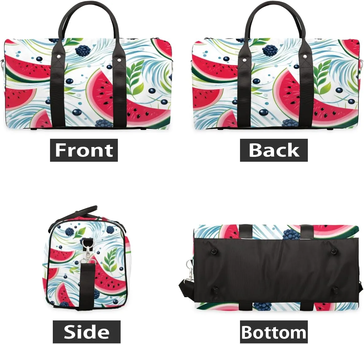 Summer Watermelon Travel Duffle Bag for Women Men Gym Duffel Foldable Bag Waterproof Weekender Fruits Duffle Tote