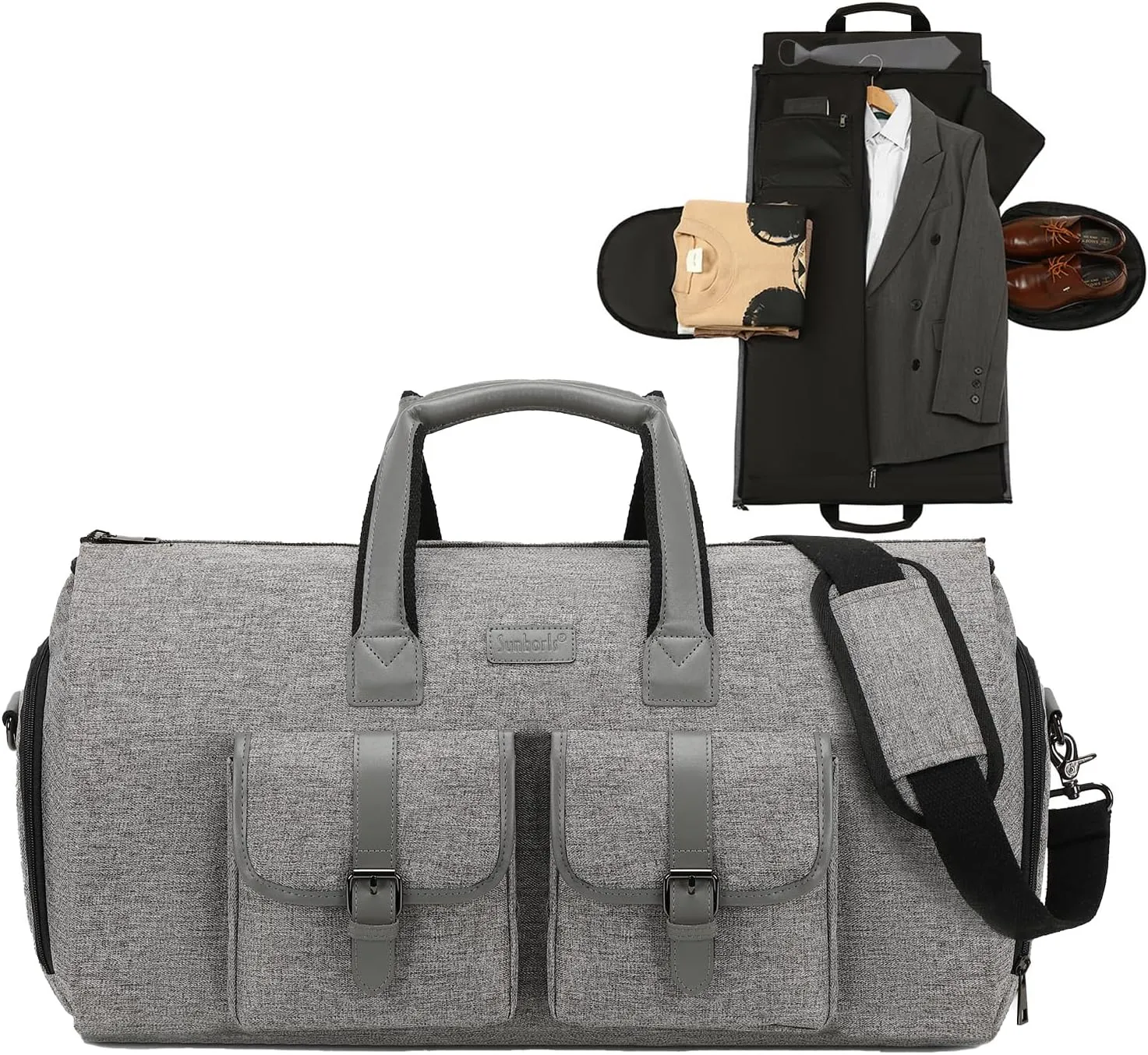 Sunborls Garment Bag for Travel – 2 in 1 Convertible Duffle Carry On Garment Bag, Suit Travel Bag for Men & Women, Ideal for Business, Interviews, Shows, Cruises & Formal Events Gray