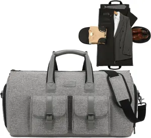 Sunborls Garment Bag for Travel – 2 in 1 Convertible Duffle Carry On Garment Bag, Suit Travel Bag for Men & Women, Ideal for Business, Interviews, Shows, Cruises & Formal Events Gray