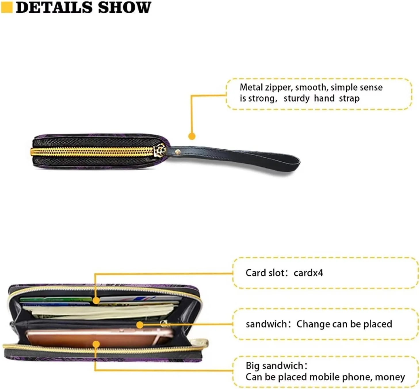 Sunflower Wallet for Women Around Zipper Long Purse Travel Clutch Bag