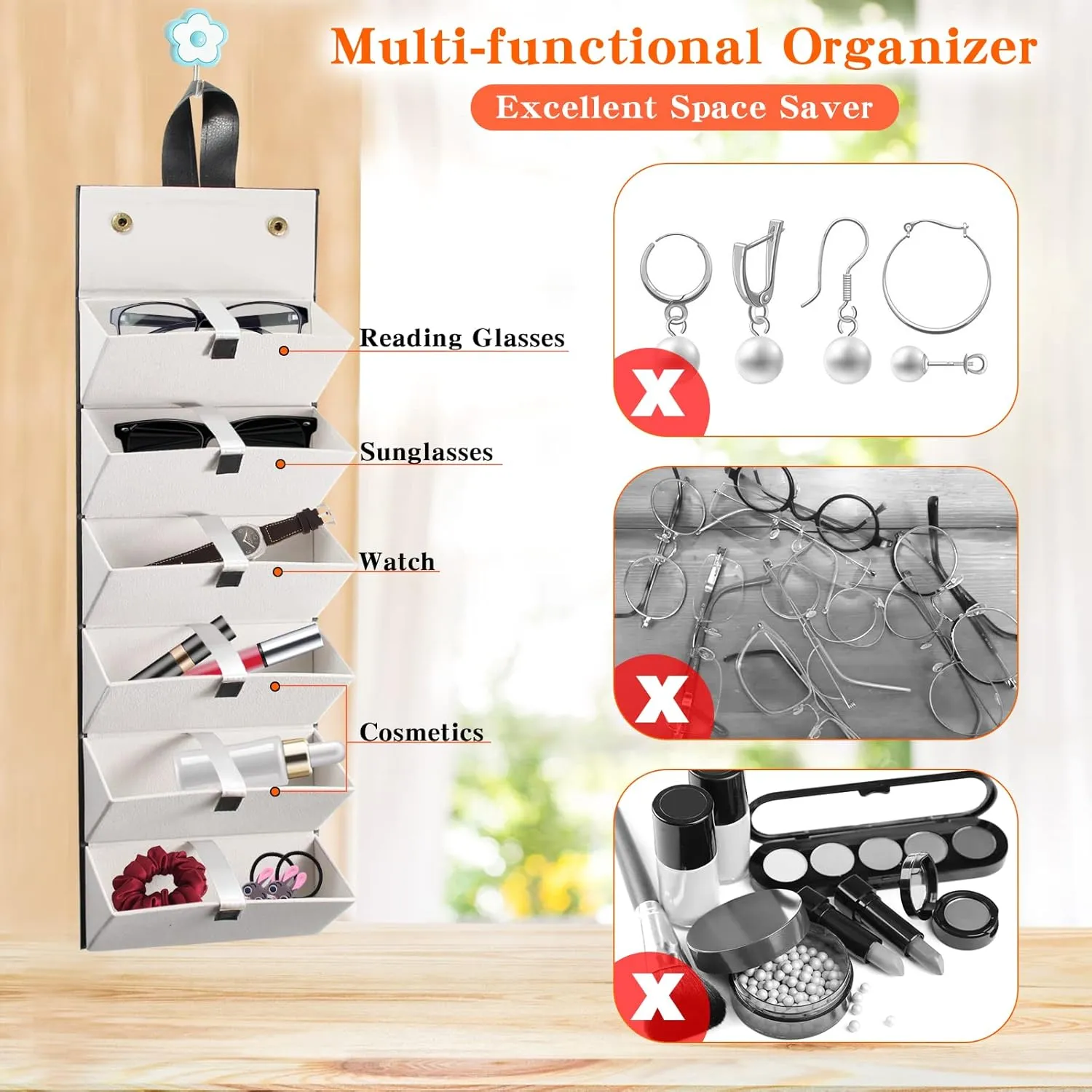 Sunglass Eyeglass Organizer Collector 5 slot 6 Slot PU Eyeglasses Storage Case Box Multiple Hanging Eyewear Display…