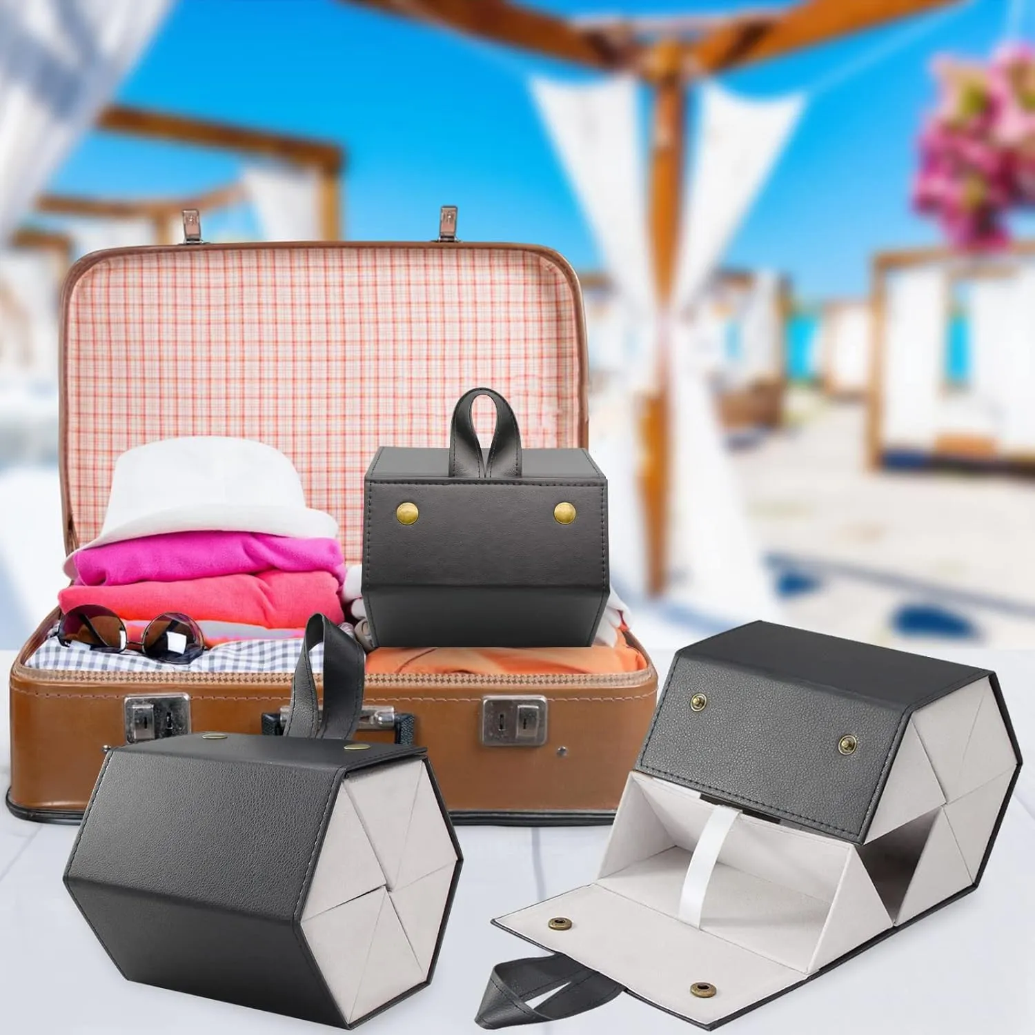Sunglass Eyeglass Organizer Collector 5 slot 6 Slot PU Eyeglasses Storage Case Box Multiple Hanging Eyewear Display…