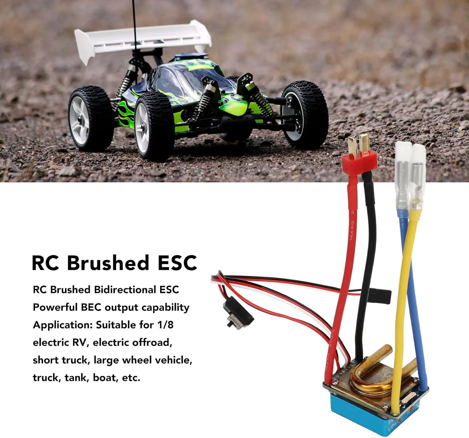 SUNGOOYUE RC Bidirectional ESC, 480A T Multiple RC ESC for 1/8 Electric Truck Boat