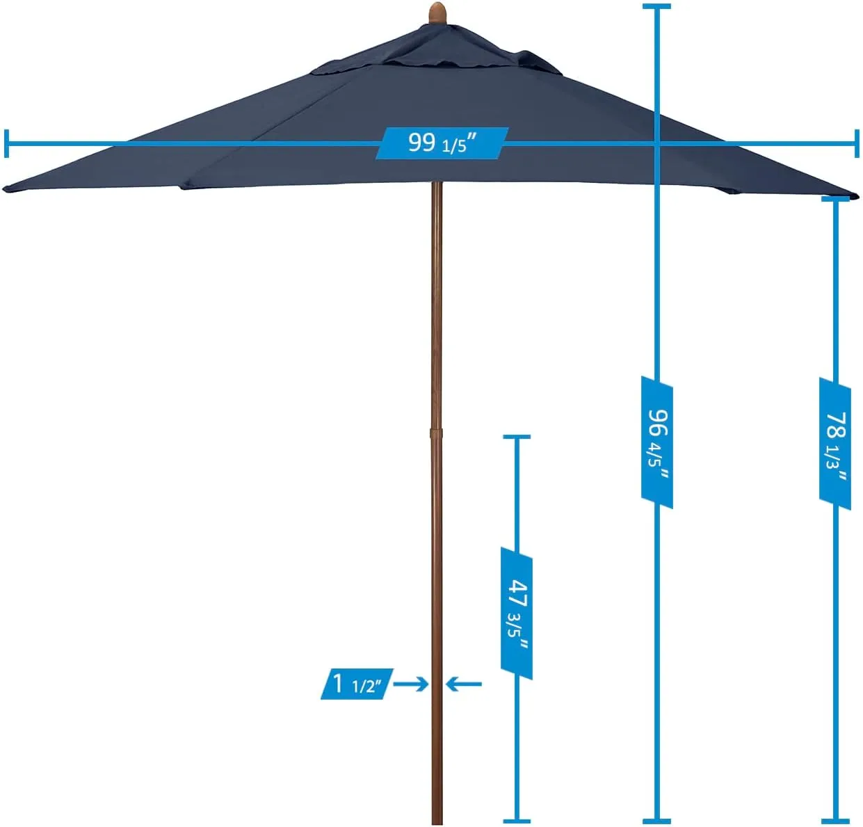 Sunline 9 ft Wood look Push Open Pin Stop Steel Ribs and Pole Market Patio Umbrella