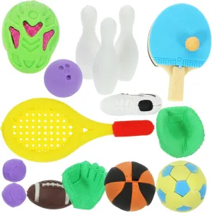 SUPVOX Stationery Tool Set 50pcs Mini Erasers Fun Sports Cartoon Shapes for Boys and Girls