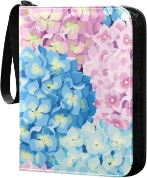 susiyo Card Binder Colorful Hydrangea Flowers Print Trading Football Collectible Card Albums 400 Pockets