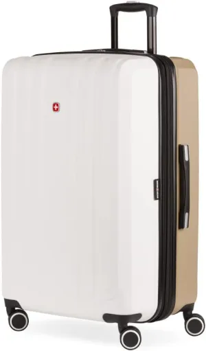 SwissGear Duet Hardside Expandable Luggage with Spinner Wheels, Ivory/Taupe, Checked-Large 28-Inch
