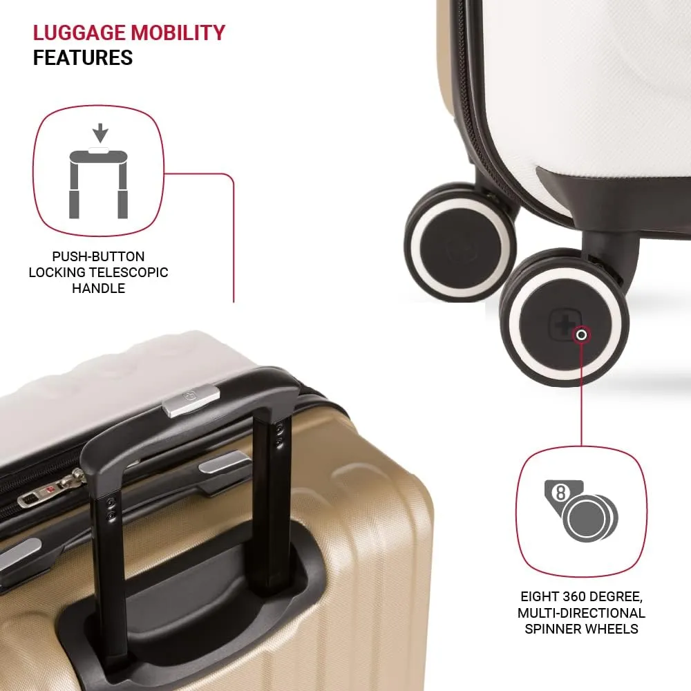 SwissGear Duet Hardside Expandable Luggage with Spinner Wheels, Ivory/Taupe, Checked-Large 28-Inch
