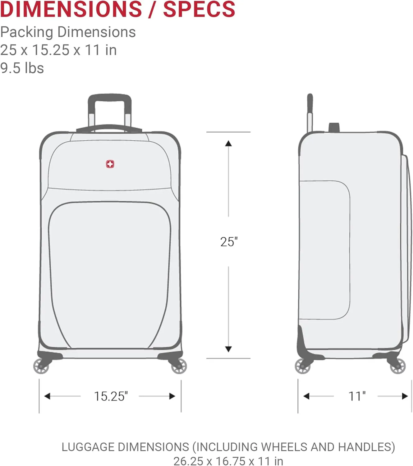 SwissGear Sion Softside Expandable Luggage, Pewter, Checked-Medium 25-Inch