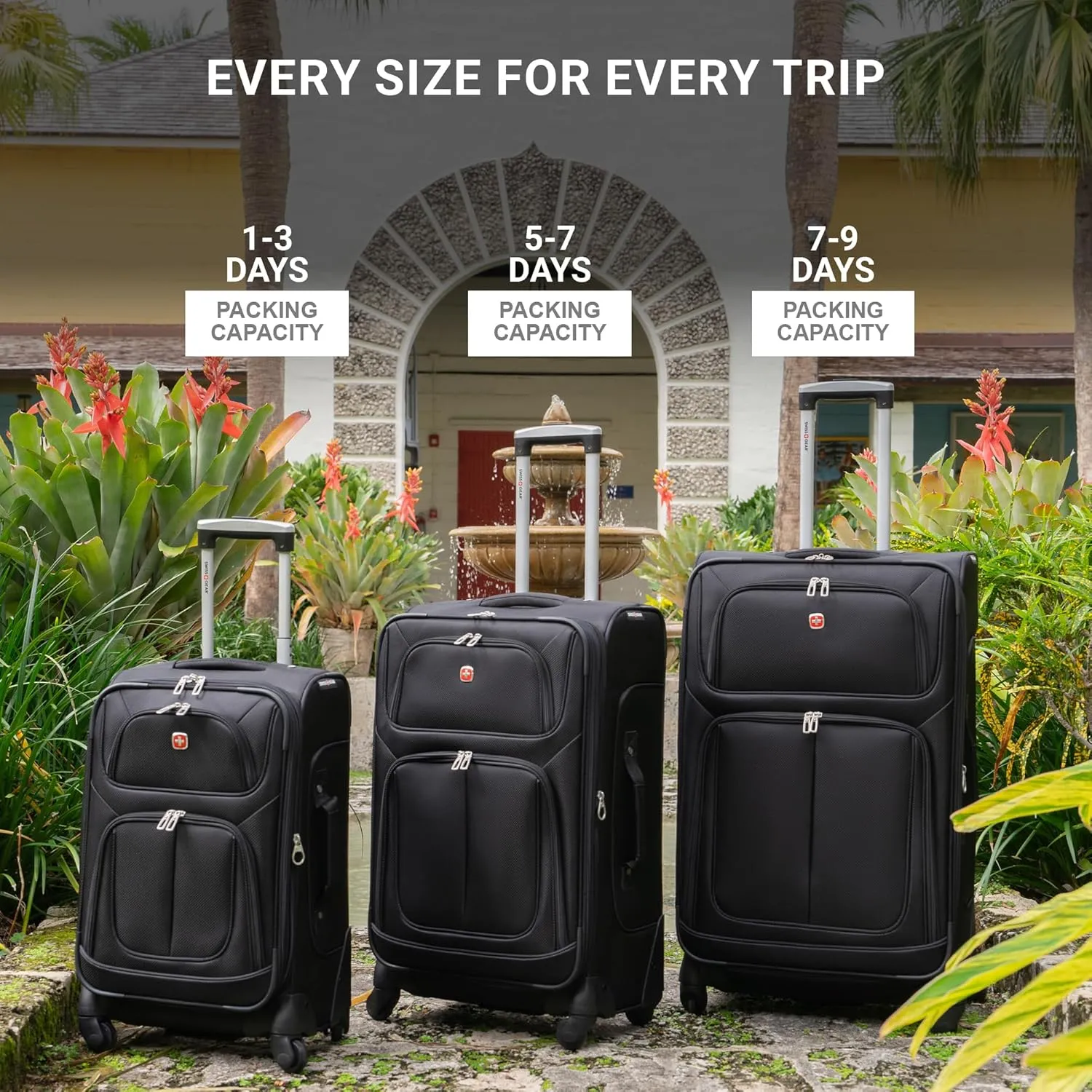 SwissGear Sion Softside Expandable Luggage, Pewter, Checked-Medium 25-Inch