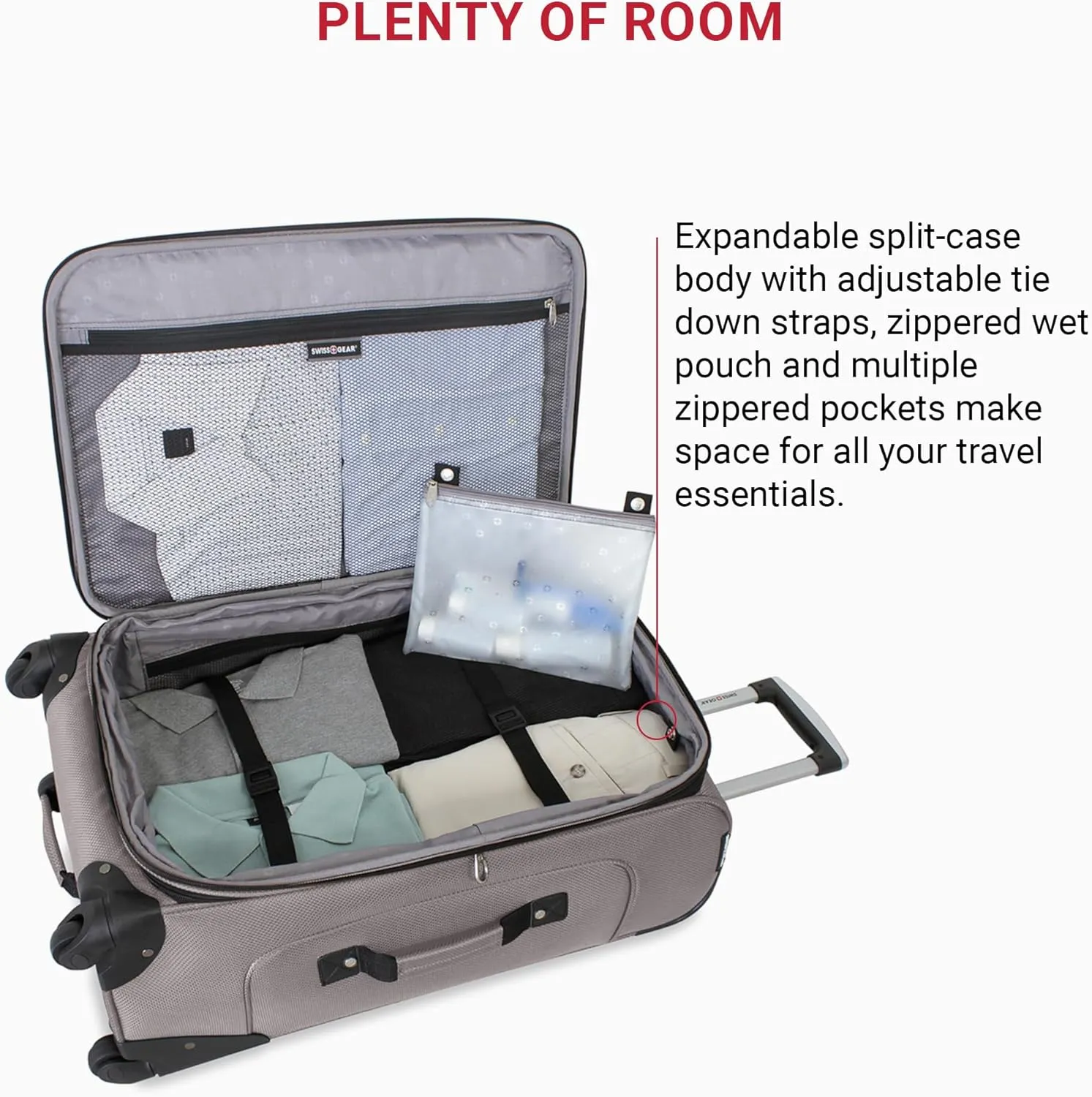 SwissGear Sion Softside Expandable Luggage, Pewter, Checked-Medium 25-Inch