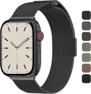 SWITCHEASY Mesh Magnetic Apple Watch Band - For Apple Watch Series 10, 9, 8, SE, 7, 6 Mesh Loop for 42mm 41mm 40mm 38mm iWatch for Women (Black)