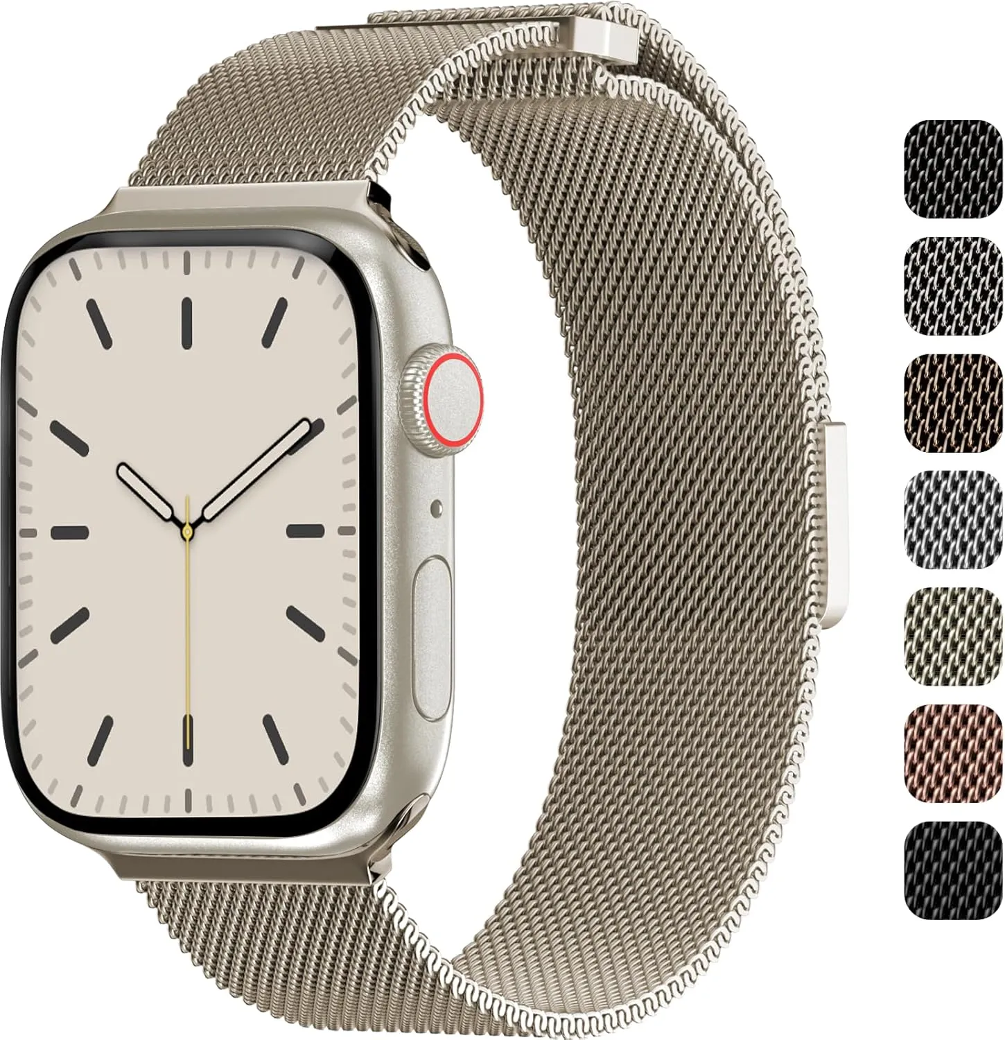 SWITCHEASY Mesh Magnetic Apple Watch Band - For Apple Watch Series 10, 9, 8, SE, 7, 6 Mesh Loop for 42mm 41mm 40mm 38mm iWatch for Women (Starlight)