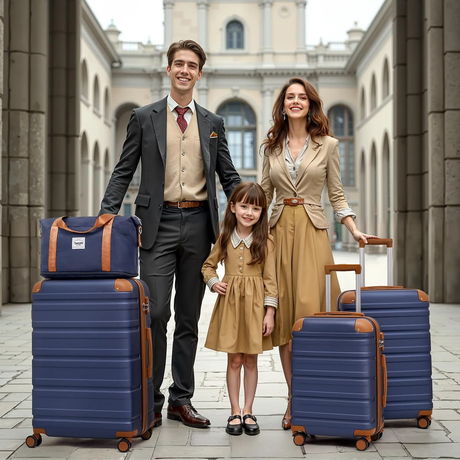 TAKUMI Luggage Set 5 Piece with Duffel Bag ABS Hardshell Suitcase Set with Double Spinner Wheels Travel Lugagge with TSA Lock Lightweight Carry On Suitcase (NAVY, 5 PIECE SET)