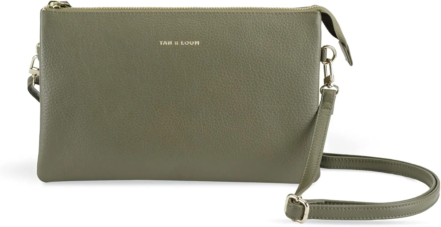 Tan & Loom Women's Genuine Leather Sling Bag | Crossbody Bag (Medium Olive)