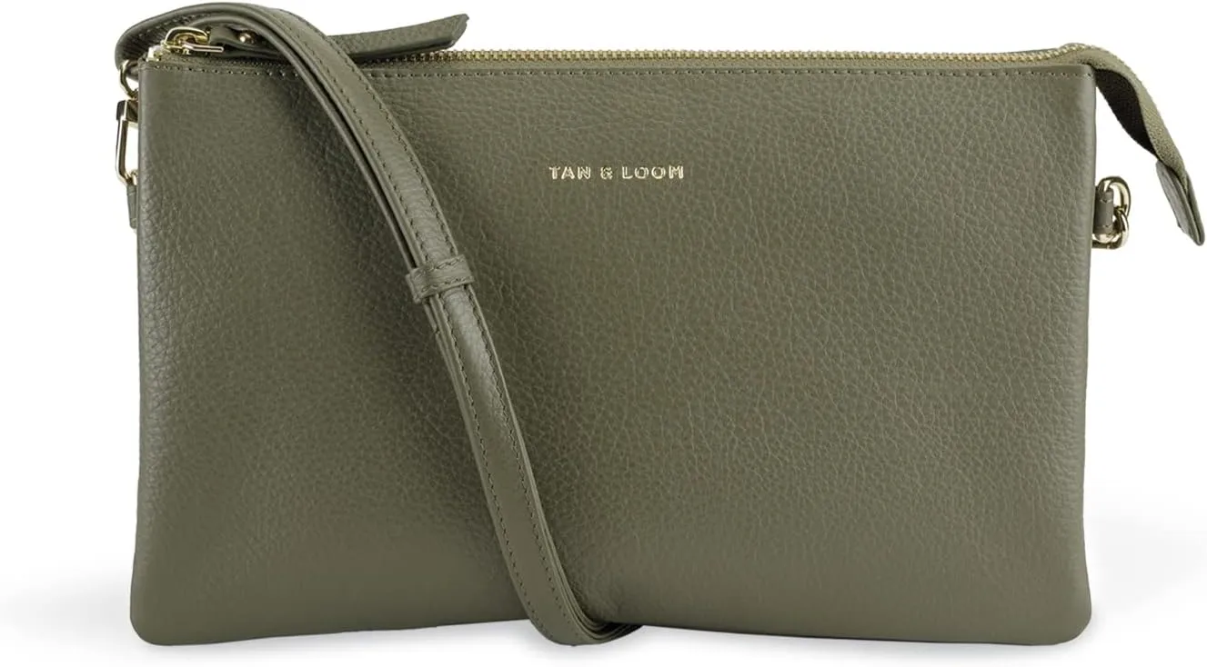 Tan & Loom Women's Genuine Leather Sling Bag | Crossbody Bag (Medium Olive)