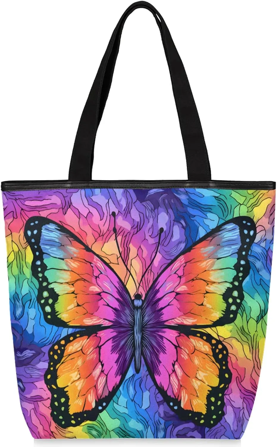 Tavisto Women’s Canvas Tote Bag with Zipper, Large Capacity Beach Bag Book Tote Reusable Grocery Bag with Inner Pocket