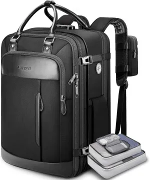 Taygeer Expandable Carry on Backpack, TSA Approved Personal Item Travel Backpack with Shoe Compartment & 2 Packing Cubes, Anti-Theft Luggage Back Pack with Lock & Phone Pouch for Men Women, Black