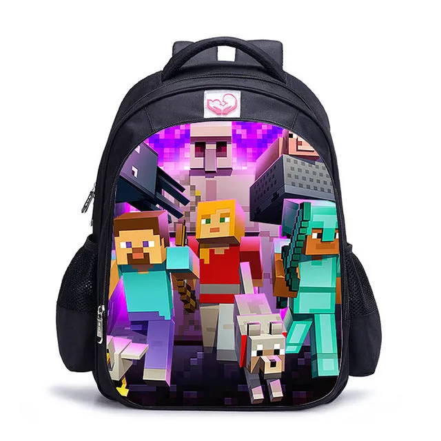 Teenager MineCraft Cartoon Backpack Boy Cartoon School Bags Hot Primary Backpack School Bags for Boys and Girl Mochila Sac A Dos