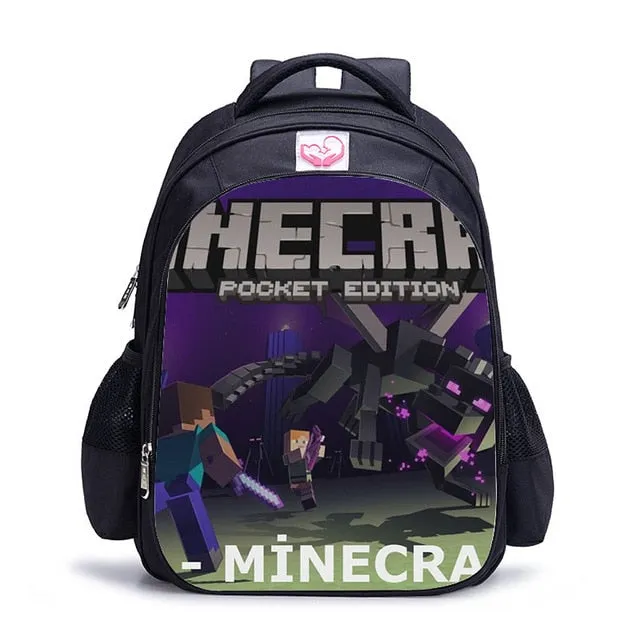 Teenager MineCraft Cartoon Backpack Boy Cartoon School Bags Hot Primary Backpack School Bags for Boys and Girl Mochila Sac A Dos