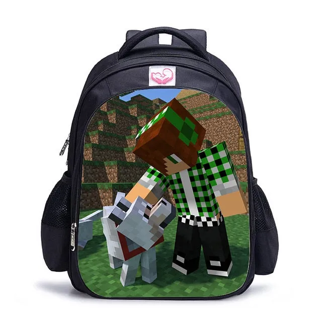 Teenager MineCraft Cartoon Backpack Boy Cartoon School Bags Hot Primary Backpack School Bags for Boys and Girl Mochila Sac A Dos